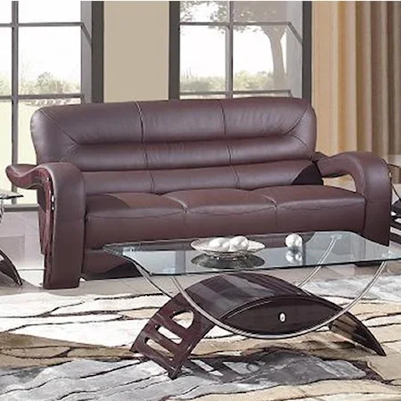 Modern Leather Sofa with Curved Arms